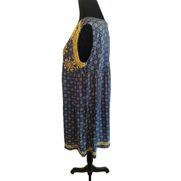 Anthropologie Uncle Frank Sleeveless Boho Embroidered Dress M Cottage Core Black - Picture 4 of 11